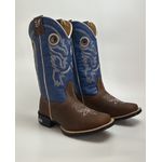 Bota Texana Masculina Country em Couro Legítimo Bico Quadrado Solado em Borracha 