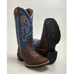 Bota Texana Masculina Country em Couro Legítimo Bico Quadrado Solado em Borracha 