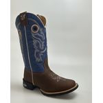 Bota Texana Masculina Country em Couro Legítimo Bico Quadrado Solado em Borracha 