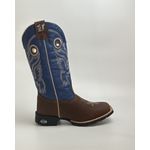 Bota Texana Masculina Country em Couro Legítimo Bico Quadrado Solado em Borracha 