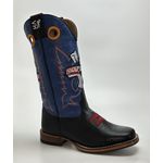 Bota Texana Masculina Ekip Rozeta Country em Couro Legítimo Bico Quadrado Salto Reto 