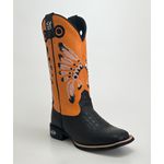 Bota Texana Masculina Bordado Cocar country em Couro legitimo Bico Quadrado Solado em Borracha 