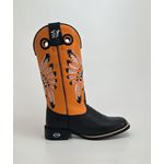 Bota Texana Masculina Bordado Cocar country em Couro legitimo Bico Quadrado Solado em Borracha 