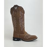 Bota Texana Feminina country em Couro legitimo Bico Quadrado Solado de Borracha 