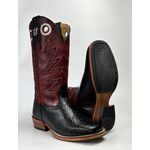 Bota Texana Masculina Bordado country em Couro legitimo Bico Quadrado Salto Carrapeta