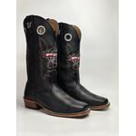 Bota Texana Masculina PBR country em Couro legitimo Bico Quadrado Salto Carrapeta
