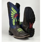 Bota Texana Country Índio Cocar 100% Couro Legitimo Sola de Borracha Bico Quadrado
