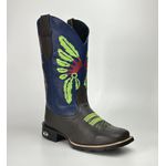 Bota Texana Country Índio Cocar 100% Couro Legitimo Sola de Borracha Bico Quadrado