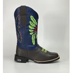 Bota Texana Country Índio Cocar 100% Couro Legitimo Sola de Borracha Bico Quadrado