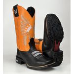 Bota Texana Country Índio Cocar 100% Couro Legitimo Sola de Borracha Bico Quadrado