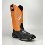 Bota Texana Country Índio Cocar 100% Couro Legitimo Sola de Borracha Bico Quadrado