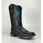 Bota Texana Country Índio Cocar 100% Couro Legitimo Sola de Borracha Bico Quadrado