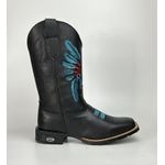 Bota Texana Country Índio Cocar 100% Couro Legitimo Sola de Borracha Bico Quadrado
