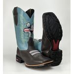 Bota Texana Country Masculina Ekip Rozeta 100% Couro Legitimo Sola de Borracha Bico Quadrado