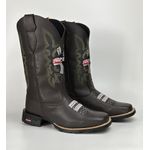 Bota Texana Country Masculina Ekip Rozeta 100% Couro Legitimo Sola de Borracha Bico Quadrado