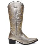 Bota Texana Feminina Metalizado Prata