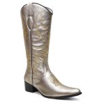 Bota Texana Feminina Metalizado Prata