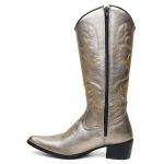 Bota Texana Feminina Metalizado Prata