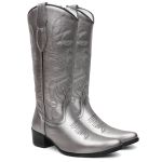 Bota Texana Feminina Metalizado Dourado