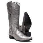 Bota Texana Feminina Metalizado Dourado