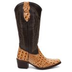 Bota Texana Feminina Bico Fino Couro Bovino Legítimo 