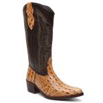 Bota Texana Feminina Bico Fino Couro Bovino Legítimo 