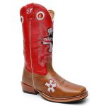 Bota Texana Masculina Ekip Rozeta Country em Couro Legítimo Bico Quadrado Salto Carrapeta