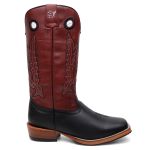 Bota Texana Masculina Country Couro Bovino Bico Quadrado Salto Carrapeta 