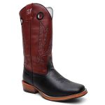 Bota Texana Masculina Country Couro Bovino Bico Quadrado Salto Carrapeta 