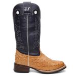 Bota Texana Masculina Couro Legítimo Country Bico Quadrado Salto Reto