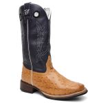 Bota Texana Masculina Couro Legítimo Country Bico Quadrado Salto Reto