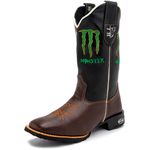 Bota Texana Masculina Monster Country em Couro Legítimo Bico Quadrado 