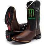 Bota Texana Masculina Monster Country em Couro Legítimo Bico Quadrado 