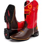 Bota Texana Masculina Bulls Rozeta country em Couro Legítimo Bico Quadrado 