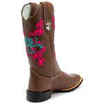 Bota Texana Feminina Country em Couro Legítimo Bico Quadrado 
