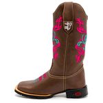 Bota Texana Feminina Country em Couro Legítimo Bico Quadrado 
