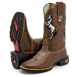 Bota Texana Masculina Country em Couro Legítimo Bico Quadrado Horse