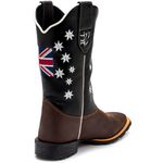 Bota Texana Masculina Bandeira UK Country em Couro Legítimo Bico Quadrado 