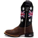 Bota Texana Masculina Bandeira UK Country em Couro Legítimo Bico Quadrado 