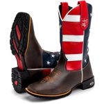 Bota Texana Masculina U.S.A Country em Couro Legítimo Bico Quadrado 
