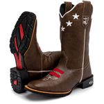 Bota Texana Masculina Country em Couro Legítimo Bico Quadrado 