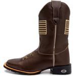 Bota Texana Masculina Bandeira U.S.A Country em Couro Legítimo Bico Quadrado 