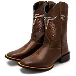 Bota Texana Masculina Bulls country em Couro Legítimo Bico Quadrado 