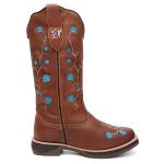 Bota Texana Feminina country em Couro legitimo Bico Quadrado Solado Jhamp 