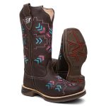 Bota Texana Feminina country em Couro legitimo Bico Quadrado Solado Jhamp 