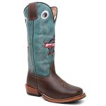 Bota Texana Masculina PBR country em Couro legitimo Bico Quadrado Salto Carrapeta 