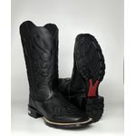 Bota Texana Feminina country em Couro legitimo Bico Quadrado Solado de Borracha