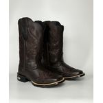 Bota Texana Feminina country em Couro legitimo Bico Quadrado Solado de Borracha