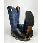 Bota Texana Masculina Bordado country em Couro legitimo Bico Quadrado Salto Carrapeta