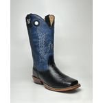 Bota Texana Masculina Bordado country em Couro legitimo Bico Quadrado Salto Carrapeta